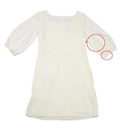 Chloe Silk Bias-Cut 3/4 Sleeve Dress Off-White Size 34