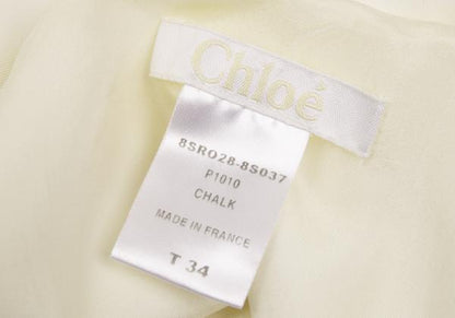 Chloe Silk Bias-Cut 3/4 Sleeve Dress Off-White Size 34