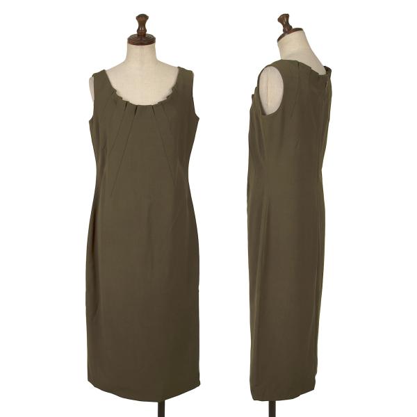 GIVENCHY Wool Gather Neck Sleeveless Dress Green Size 38