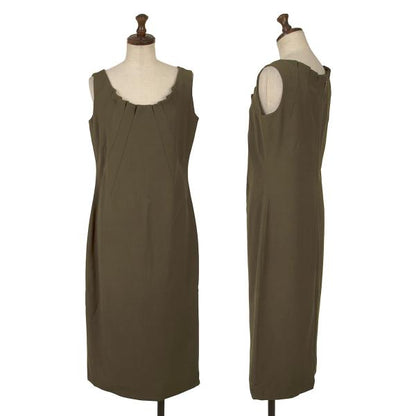 GIVENCHY Wool Gather Neck Sleeveless Dress Green Size 38