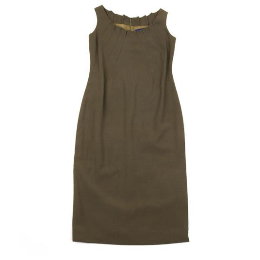 GIVENCHY Wool Gather Neck Sleeveless Dress Green Size 38