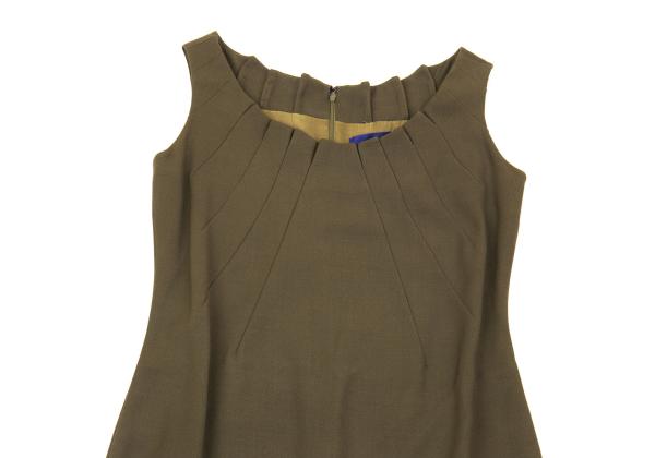 GIVENCHY Wool Gather Neck Sleeveless Dress Green Size 38