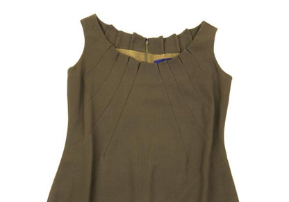 GIVENCHY Wool Gather Neck Sleeveless Dress Green Size 38