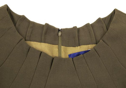 GIVENCHY Wool Gather Neck Sleeveless Dress Green Size 38