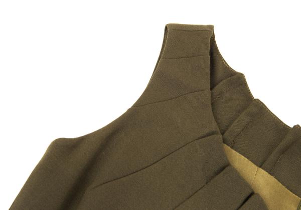 GIVENCHY Wool Gather Neck Sleeveless Dress Green Size 38