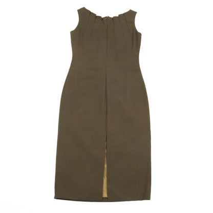 GIVENCHY Wool Gather Neck Sleeveless Dress Green Size 38