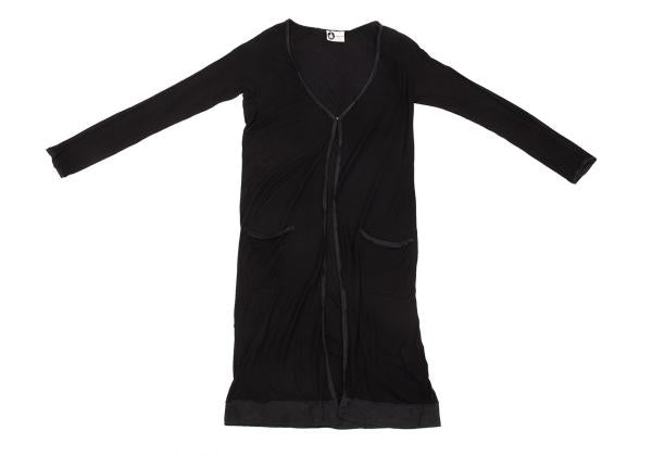 LANVIN Silk Piping Buttonless Long Cardigan Black Size M