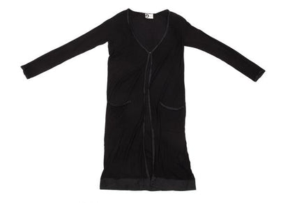 LANVIN Silk Piping Buttonless Long Cardigan Black Size M
