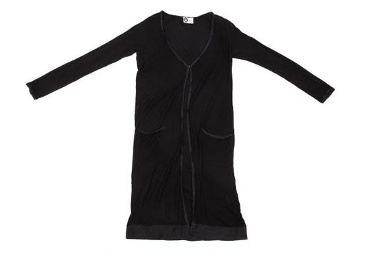 LANVIN Silk Piping Buttonless Long Cardigan Black Size M
