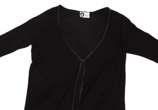 LANVIN Silk Piping Buttonless Long Cardigan Black Size M