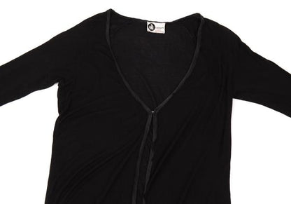 LANVIN Silk Piping Buttonless Long Cardigan Black Size M