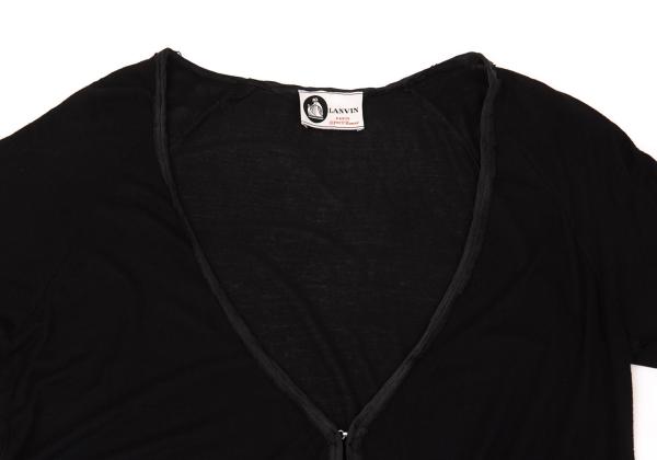 LANVIN Silk Piping Buttonless Long Cardigan Black Size M