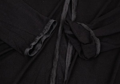 LANVIN Silk Piping Buttonless Long Cardigan Black Size M