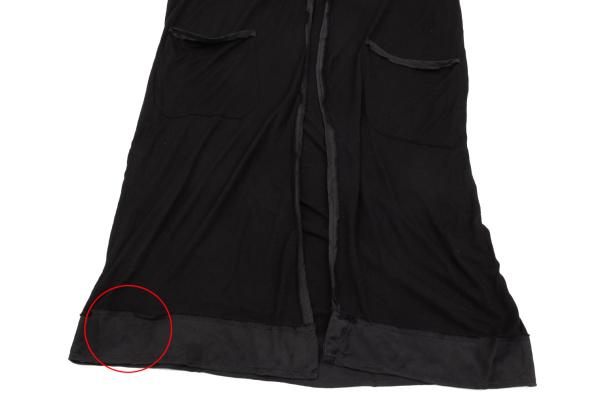 LANVIN Silk Piping Buttonless Long Cardigan Black Size M
