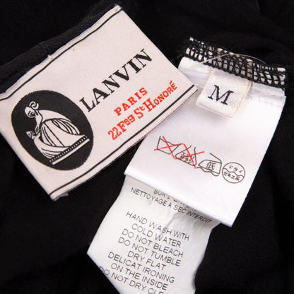 LANVIN Silk Piping Buttonless Long Cardigan Black Size M