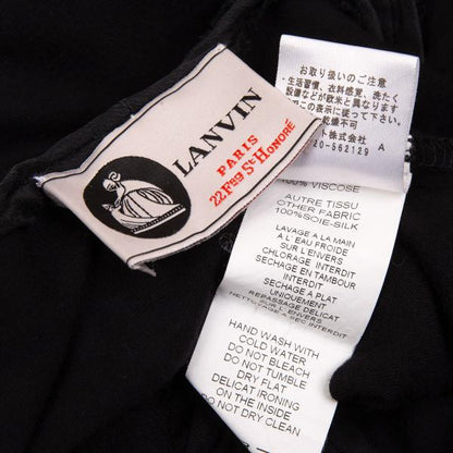 LANVIN Silk Piping Buttonless Long Cardigan Black Size M