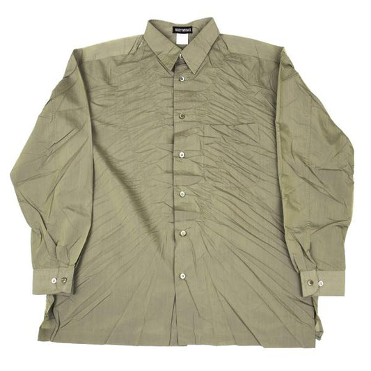 ISSEY MIYAKE MEN Poly Wrinkled Shirt Khaki Size XL