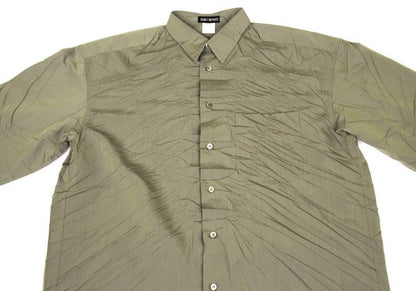 ISSEY MIYAKE MEN Poly Wrinkled Shirt Khaki Size XL