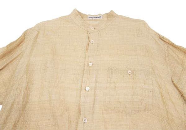 ISSEY MIYAKE MEN Silk Mao Collar Shirt Beige Size L