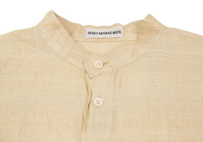 ISSEY MIYAKE MEN Silk Mao Collar Shirt Beige Size L