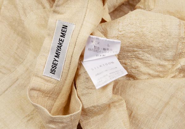 ISSEY MIYAKE MEN Silk Mao Collar Shirt Beige Size L