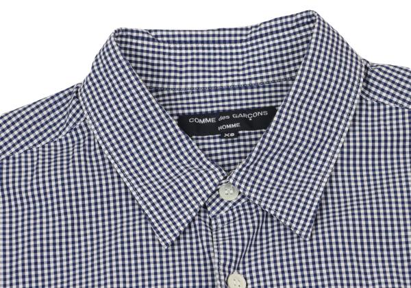COMME des GARCONS HOMME Tape Trim Gingham Navy White Shirt Size XS