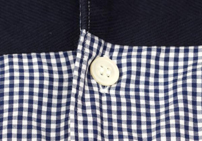 COMME des GARCONS HOMME Tape Trim Gingham Navy White Shirt Size XS