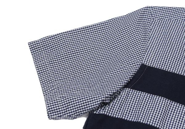 COMME des GARCONS HOMME Tape Trim Gingham Navy White Shirt Size XS