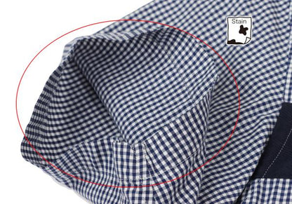 COMME des GARCONS HOMME Tape Trim Gingham Navy White Shirt Size XS