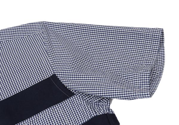 COMME des GARCONS HOMME Tape Trim Gingham Navy White Shirt Size XS