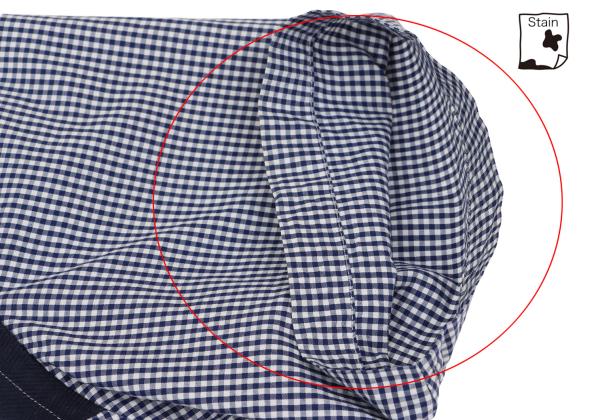 COMME des GARCONS HOMME Tape Trim Gingham Navy White Shirt Size XS