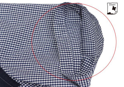 COMME des GARCONS HOMME Tape Trim Gingham Navy White Shirt Size XS