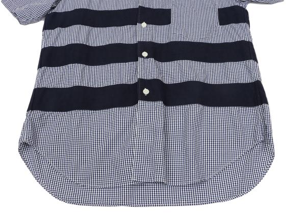 COMME des GARCONS HOMME Tape Trim Gingham Navy White Shirt Size XS