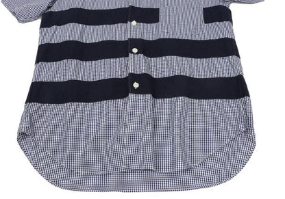 COMME des GARCONS HOMME Tape Trim Gingham Navy White Shirt Size XS