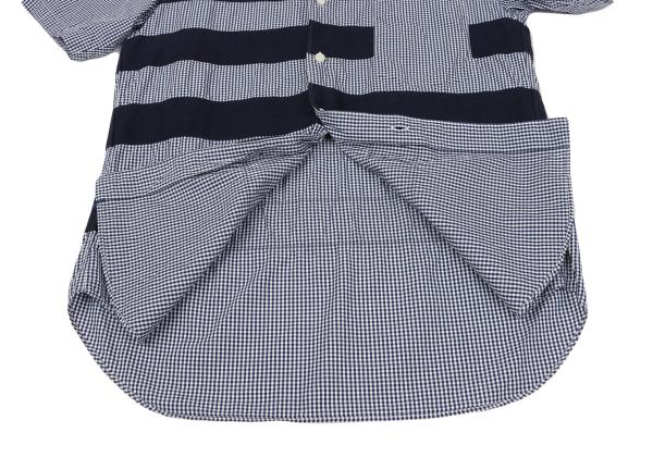 COMME des GARCONS HOMME Tape Trim Gingham Navy White Shirt Size XS
