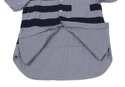 COMME des GARCONS HOMME Tape Trim Gingham Navy White Shirt Size XS