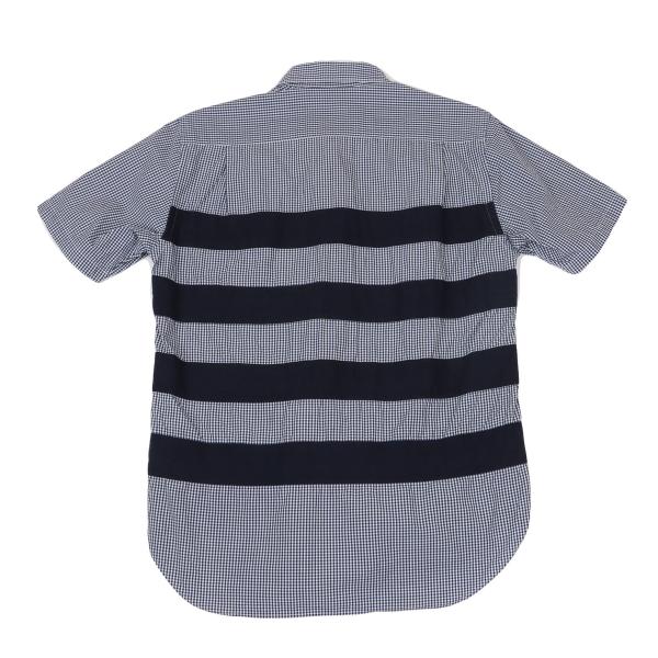 COMME des GARCONS HOMME Tape Trim Gingham Navy White Shirt Size XS
