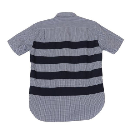 COMME des GARCONS HOMME Tape Trim Gingham Navy White Shirt Size XS