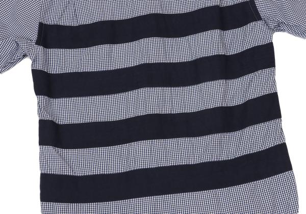 COMME des GARCONS HOMME Tape Trim Gingham Navy White Shirt Size XS
