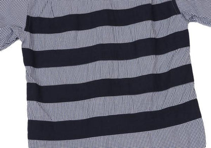 COMME des GARCONS HOMME Tape Trim Gingham Navy White Shirt Size XS