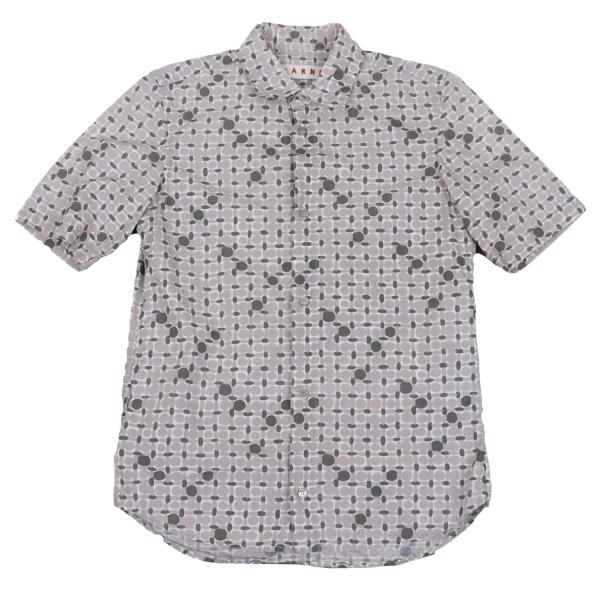 MARNI Cotton All-Over Pattern S/S Shirt Gray Size 44