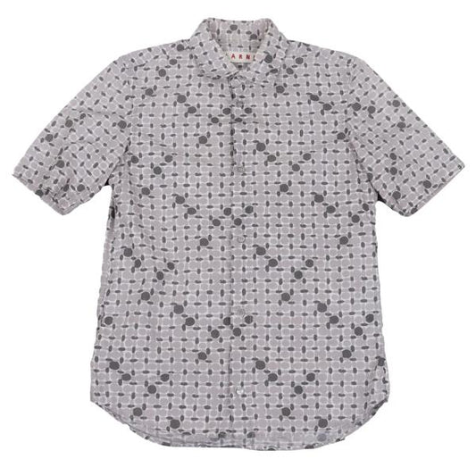 MARNI Cotton All-Over Pattern S/S Shirt Gray Size 44