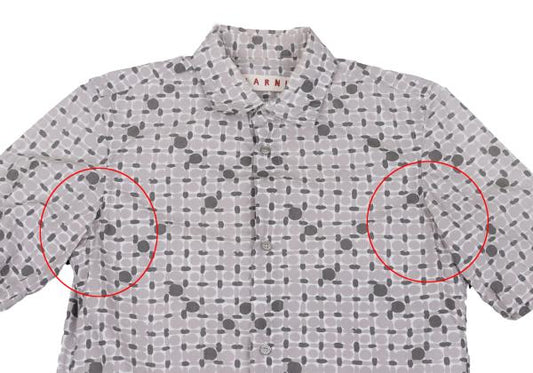 MARNI Cotton All-Over Pattern S/S Shirt Gray Size 44