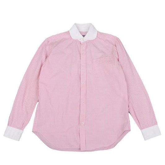 Junya Watanabe Man CdG Check Round Collar Shirt Pink Size S