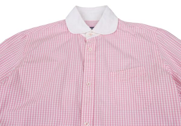 Junya Watanabe Man CdG Check Round Collar Shirt Pink Size S