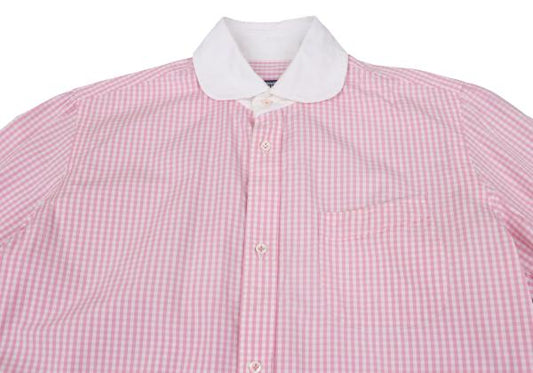Junya Watanabe Man CdG Check Round Collar Shirt Pink Size S
