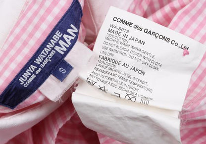 Junya Watanabe Man CdG Check Round Collar Shirt Pink Size S