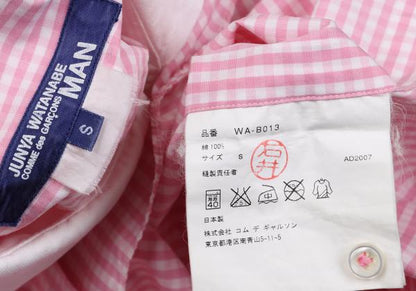 Junya Watanabe Man CdG Check Round Collar Shirt Pink Size S