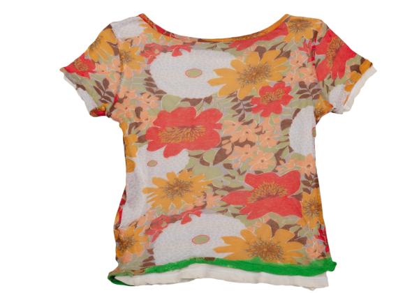 Yohji Yamamoto NOIR Gray Floral Layered T-Shirt Size 2