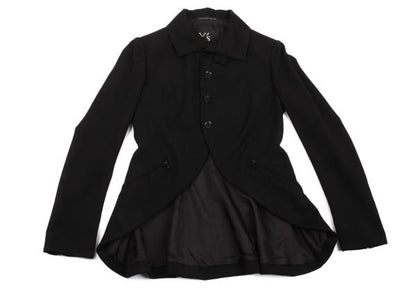 Y's Wool Gabardine Zip Pocket Tail Jacket Black Size 2